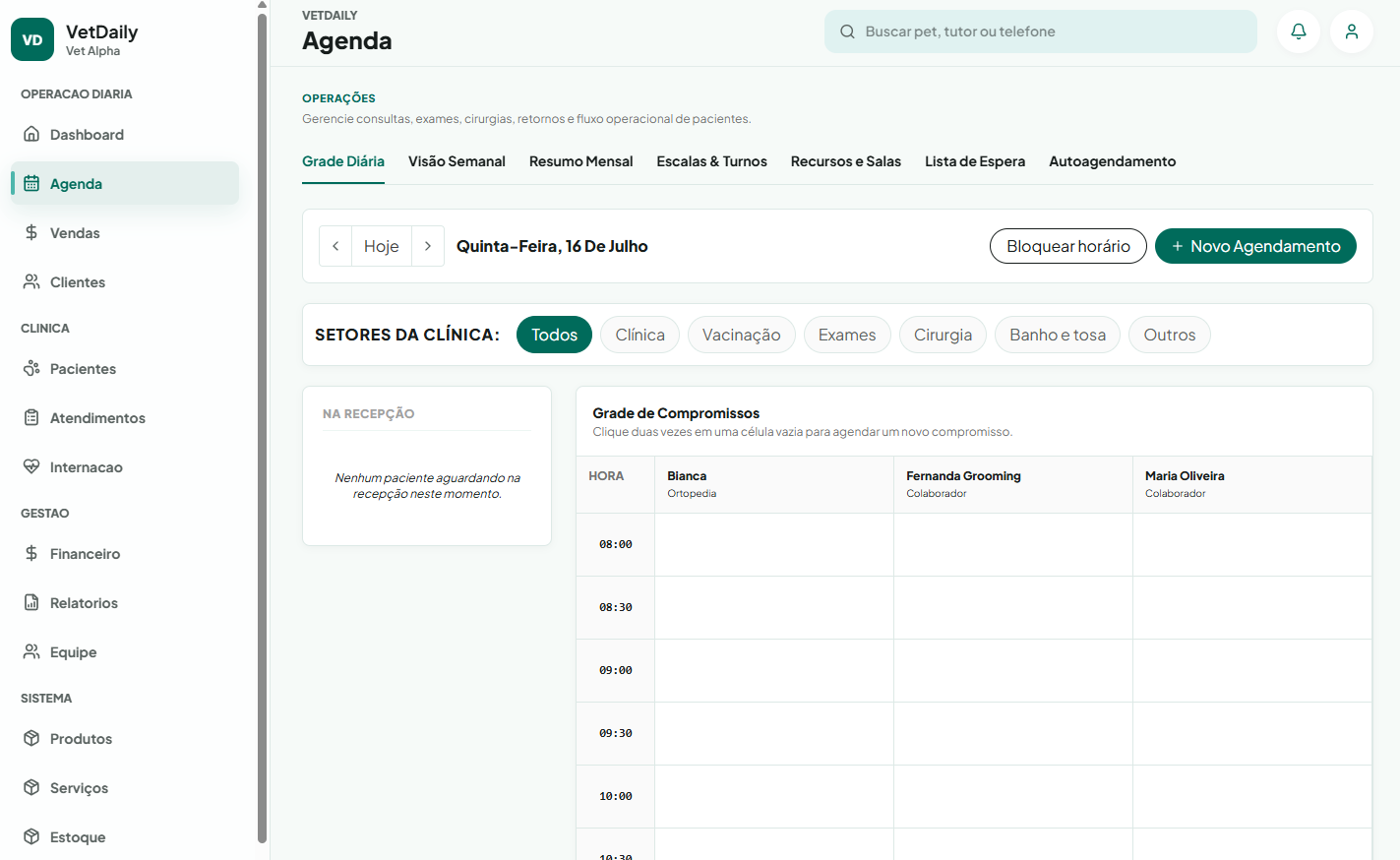 Dashboard de Agenda